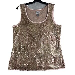 Chicos Clear Mesh Sequin Tank Top Women's 3 XL Cocktail Summer Dinner Party Top